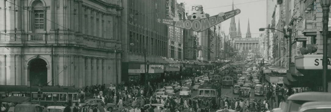 black and white photo of crowds at Moomba